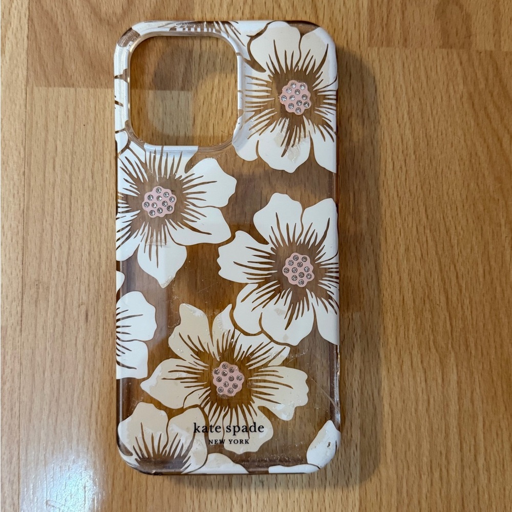kate spade iphone 14 pro max Brown and Cream Floral Phone Case